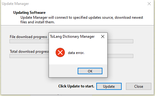 Error update dic. manager